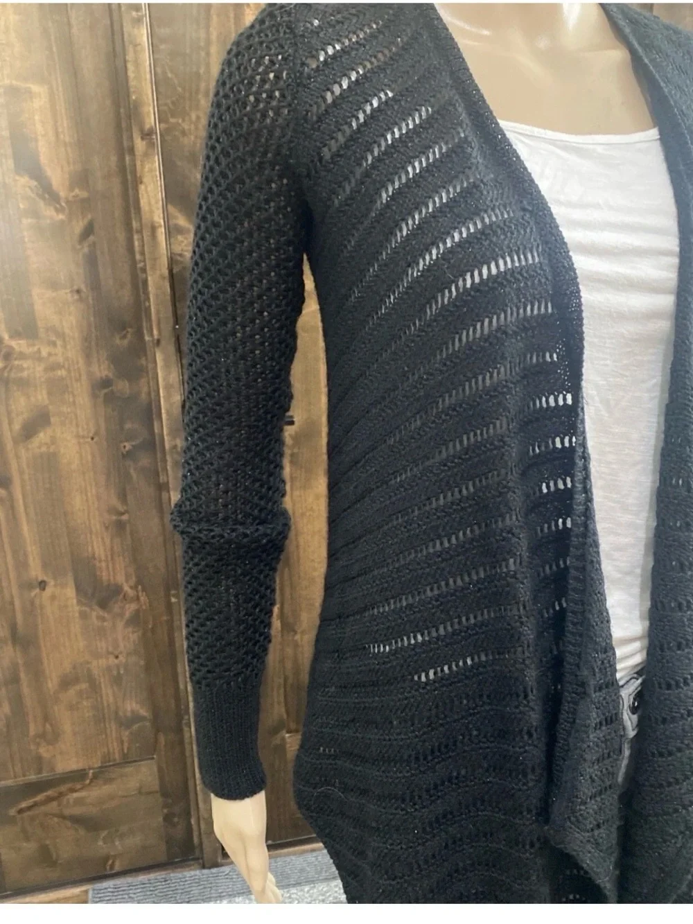 American Eagle Outfitters Size XS Black Open-Front Knit Cardigan Sweater- 032